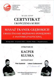 Kacper: Masaż tkanek, rozluźnianie i anatomia palpacyjna