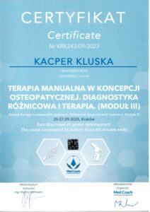 Kacper: Terapia manualna moduł III