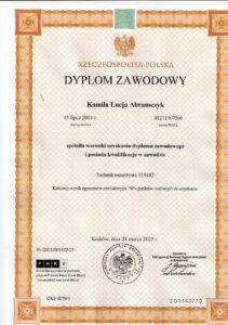 Kamila: Dyplom zawodowy